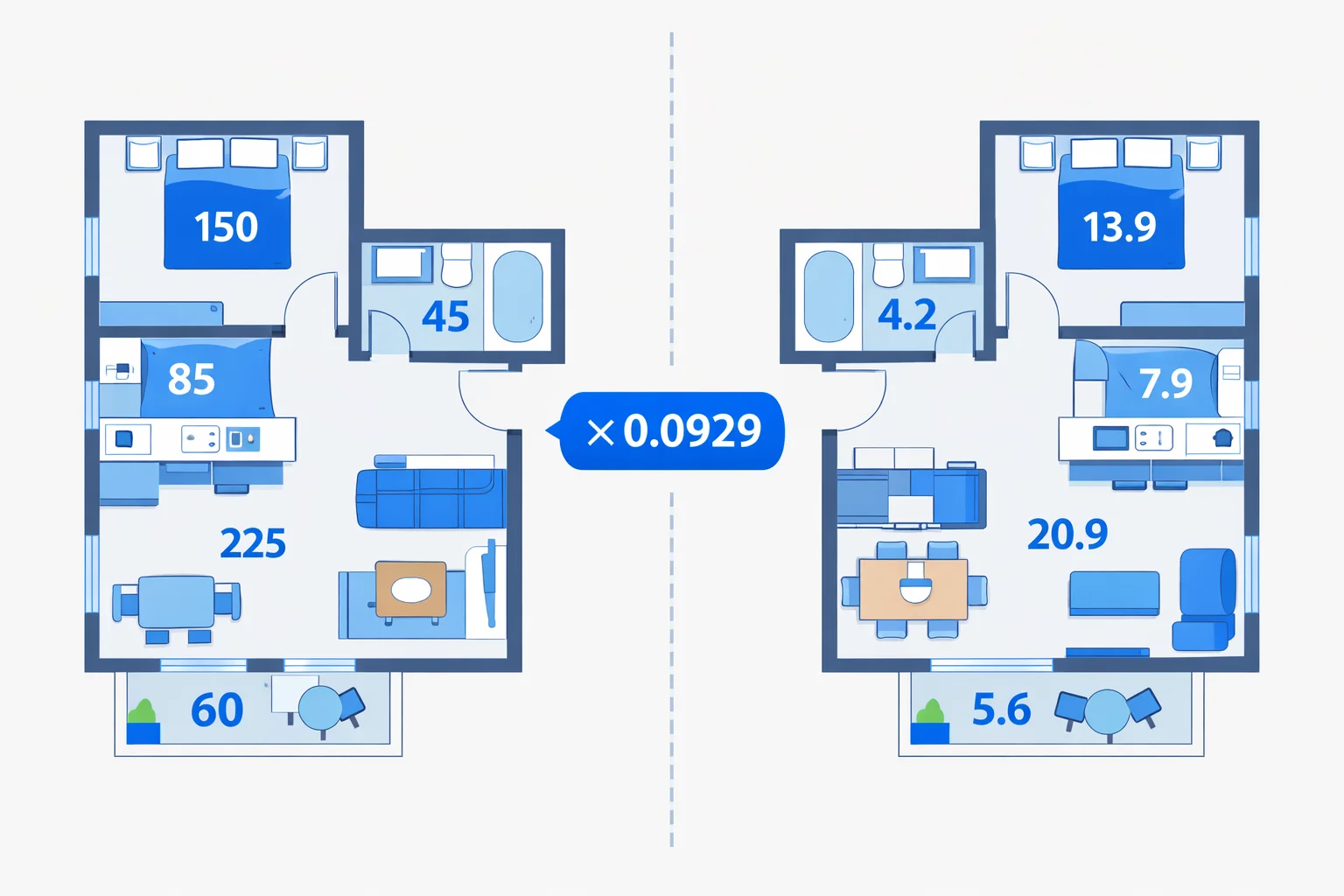 Square Feet to Square Meters Converter